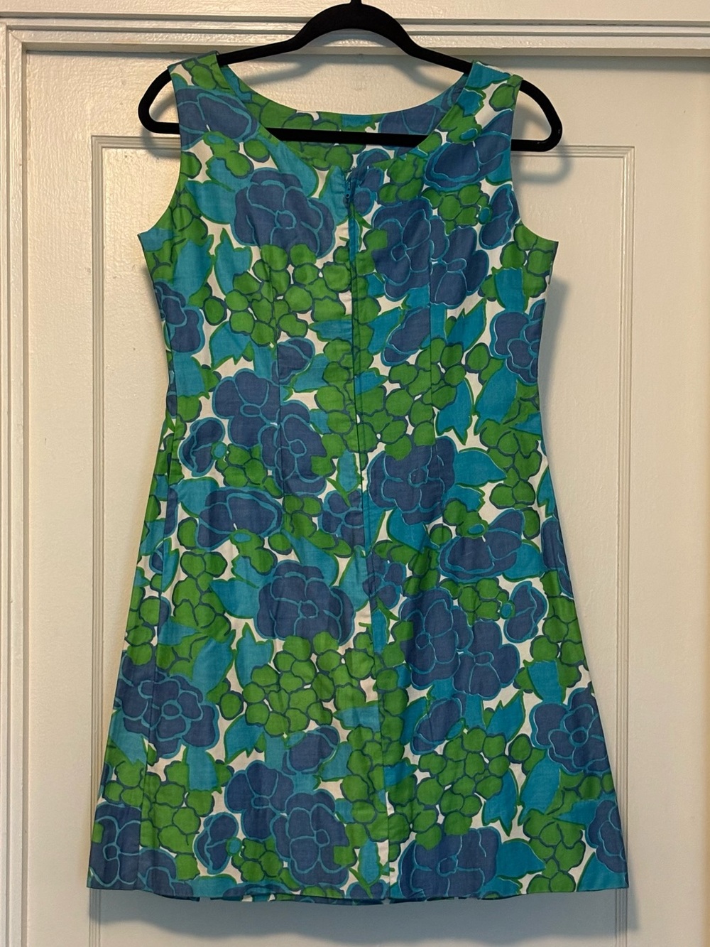 Sleeveless Blue & Green Floral Mini Dress - Picture 4 of 8